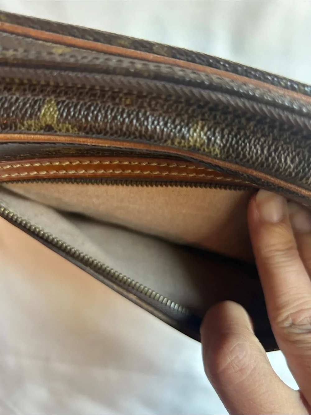 Louis Vuitton Monogram Wristlet in Brown and Tan